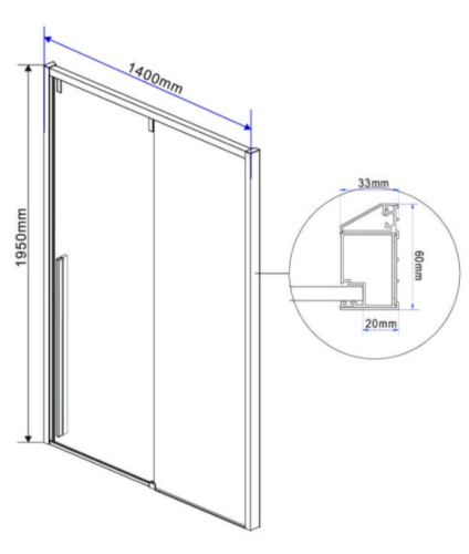 Душевая дверь Vincea Lugano VDS-1L140CLB-1