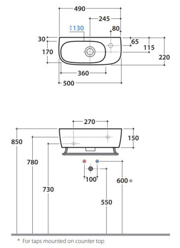 Умывальник Globo GENESIS GE046BI