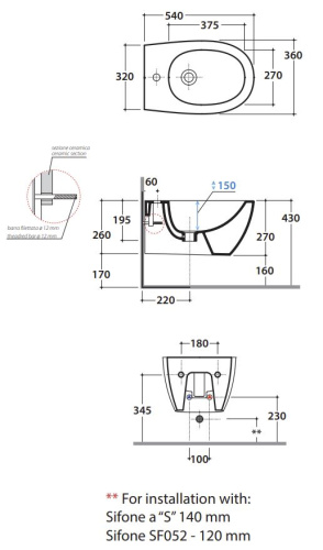 Биде подвесное Globo 4ALL MDS09BI
