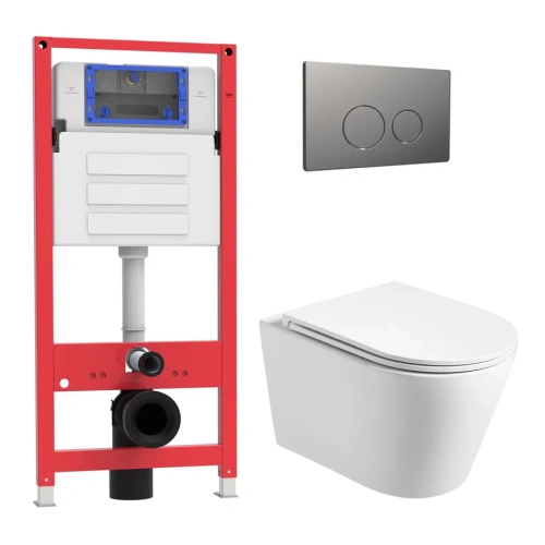 Комплект Oliveeka инсталляция OL-MQ-003 с унитазом OL-6016 и кнопкой OL-R22-BGM