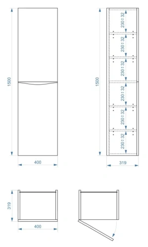 Пенал подвесной Vela Бриз 40П (двери) петли левые RS633469