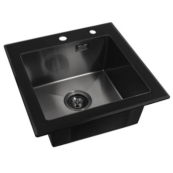 Мойка кухонная Arfeka Eco AR 500*500 GS black glass + black PVD NANO