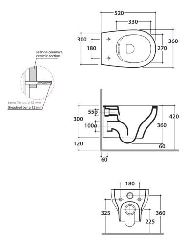 Унитаз подвесной Globo Grace GRS03BI