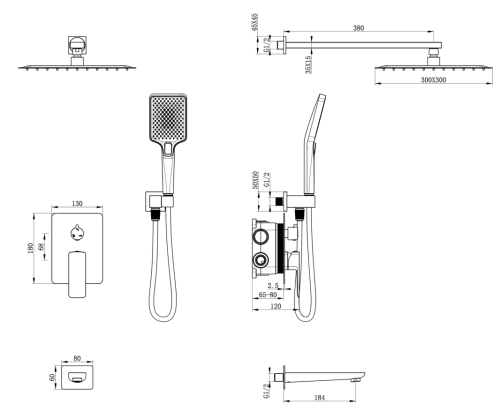 Душевая система Oliveeka OL-88939003-BG