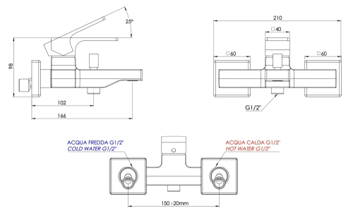 Смеситель для ванны Mariani Rebel B14212RE