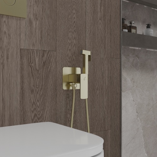 Гигиенический душ со смесителем Oliveeka OL-829003+239003-BG, золотой матовый