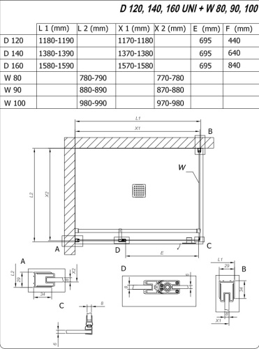 Душевая дверь Kolpa-San Andromeda D 160 black transparent 516650