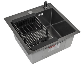 Комплект Arfeka Eco AR мойка 450*450 (настольная), коландер, дозатор black decor millet grains