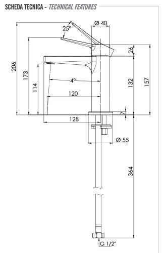 Смеситель для раковины Remer Slash SL12BG, золото брашированное