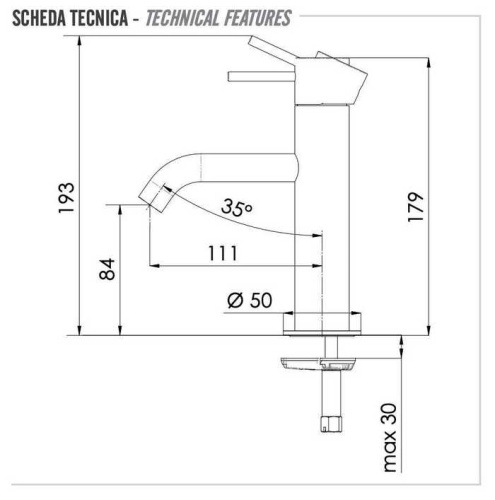 Смеситель для раковины Remer X Style X12XV, сталь
