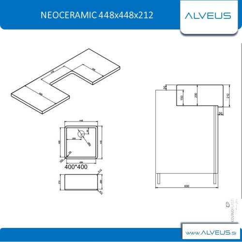 Мойка для кухни Alveus NEOCERAMIC 448x448x212 227978