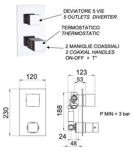 Смеситель для душа Remer Q-Elegance QT95 Смеситель для душа Remer Q-Elegance QT95