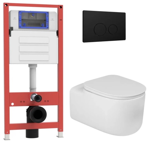 Комплект Oliveeka инсталляция OL-MQ-003 с унитазом OL-G27 и кнопкой OL-R22-MB