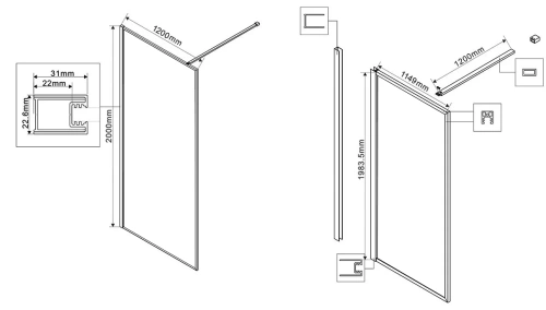 Душевая стенка Vincea Walk-In VSW-1HP120GWBG