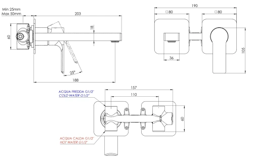 Смеситель для раковины Mariani Kali B37565KLP