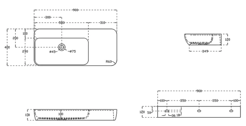 Умывальник Vincea Solid Surface VWB-6S590MW