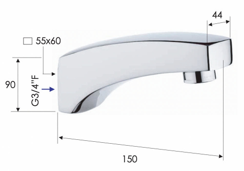 Излив настенный 15 см Remer 91