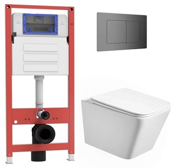 Комплект Oliveeka инсталляция OL-MQ-003 с унитазом OL-5014 и кнопкой OL-E12-BGM