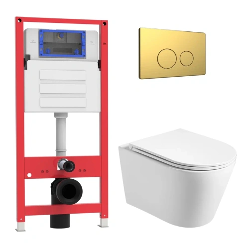 Комплект Oliveeka инсталляция OL-MQ-003 с унитазом OL-6016 и кнопкой OL-R22-BG