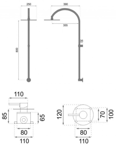 Душевая система Rea Lugano Black P9301