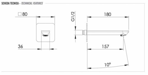 Излив настенный 18 см Remer Energy 91EYNO, черный матовый