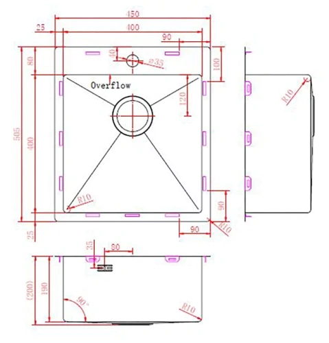 Мойка кухонная Zorg ZRN 5045 premium PVD Gunblack