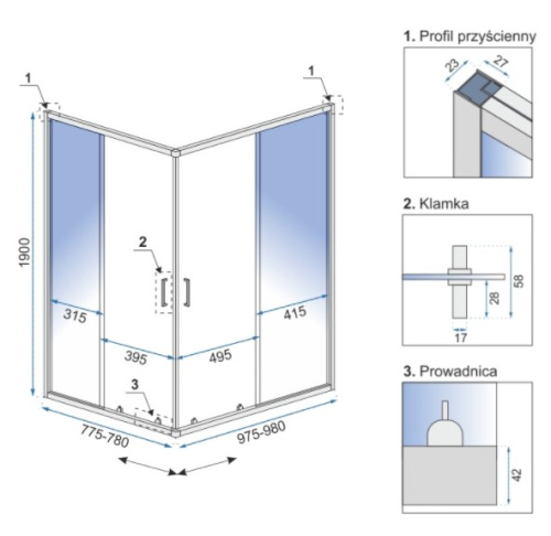 Душевой уголок Rea Punto Black 80x100 K4806