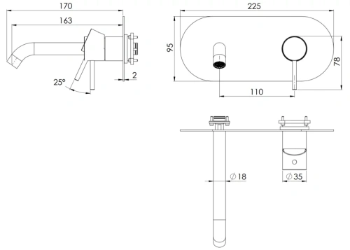 Смеситель для раковины Remer X-style X15WBCFP, черный брашированный хром