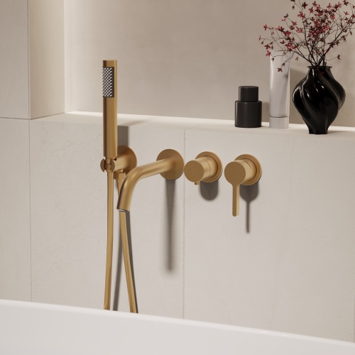 Смеситель для ванны Vincea Villa VTFW-1VL1BG, встраиваемый, брашированное золото