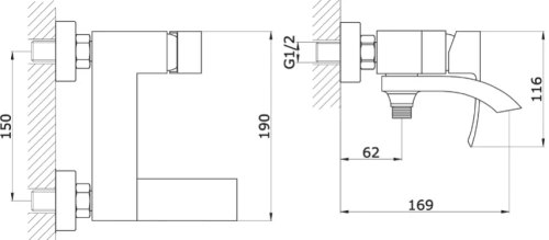 Смеситель для ванны Vivi Felice 1040 bronzo