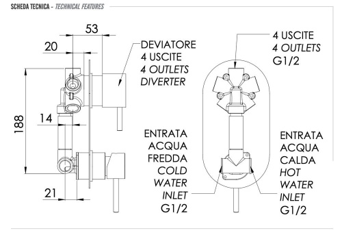 Смеситель для душа Remer X Style X94NO, чёрный матовый