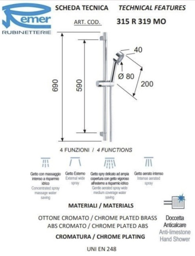 Набор смесителей для ванной комнаты Remer Winner W0910315RMOI