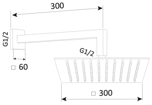 Верхний душ с кронштейном Mariani B1415Q0500