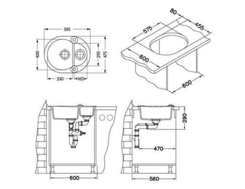 Мойка для кухни Alveus ROLL 40 Granital TERRA -G22 595x475x160 1090971