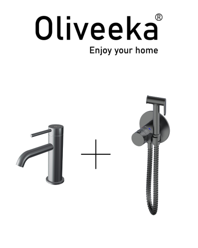 Гигиенический душ с термостатом со смесителем Oliveeka OL-829909+88139017-BGM, мат.оружейный металл