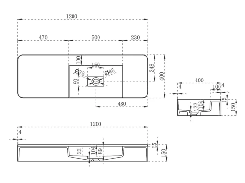 Умывальник Vincea Solid Surface VWB-6S412MW