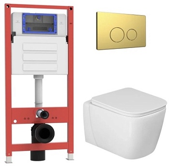 Комплект Oliveeka инсталляция OL-MQ-003 с унитазом OL-G1 и кнопкой OL-R22-BG