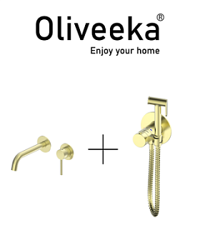 Гигиенический душ с термостатом со смесителем Oliveeka OL-829909+88869017-BG, золотой матовый