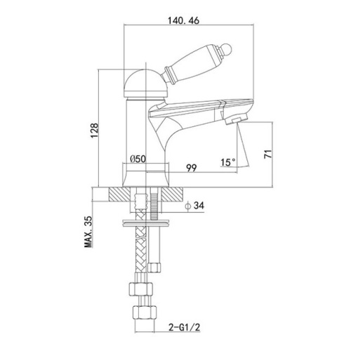 Смеситель для умывальника Caprigo Adria-uno 02-522-VOT