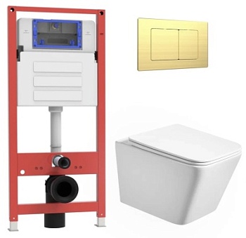 Комплект Oliveeka инсталляция OL-MQ-003 с унитазом OL-5014 и кнопкой OL-E12-BG