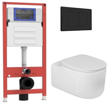 Комплект Oliveeka инсталляция OL-MQ-003 с унитазом OL-G27 и кнопкой OL-E12-MB