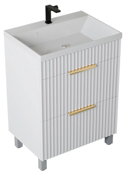 Тумба напольная Vela Волна 70Н под Classica (белый мат) золотой хекса TU9261