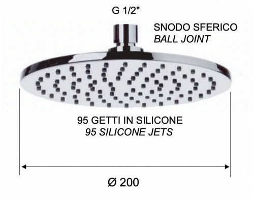 Верхний душ с шарнирным соединением 20 см Remer 359MM20DOX, золото глянцевое