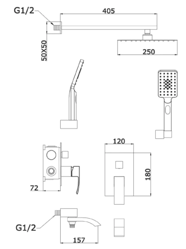 Душевая система Vivi Felice 1020 Nero opaco Душевая система Vivi Felice 1020 Nero opaco