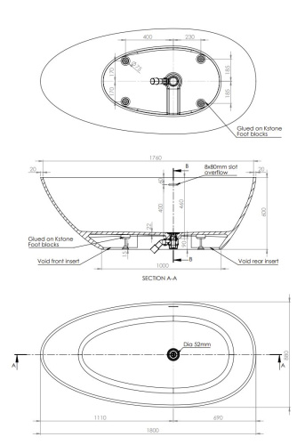 Ванна отдельностоящая Knief K.Stone Grace 0600-700-01