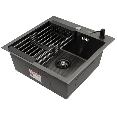 Комплект Arfeka Eco AR мойка 500*500, коландер, дозатор black