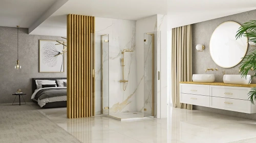 Душевой уголок Rea Hugo Double gold brush 80x80 K6608