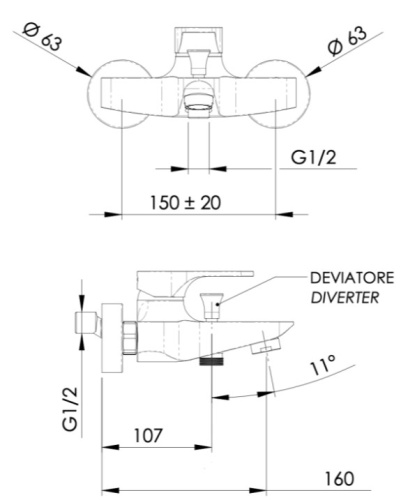Смеситель для ванны Mariani Surf B00212SF