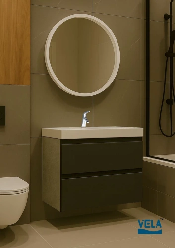 Тумба подвесная Vela Мира Лайт 70П под Classica (бетон/черный мат) TU8837