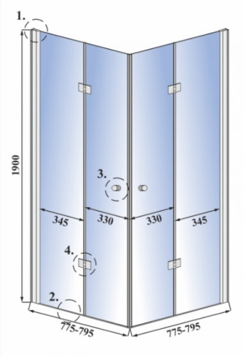 Душевой уголок Calani Orion 80x80 Chrome CAL-K0200